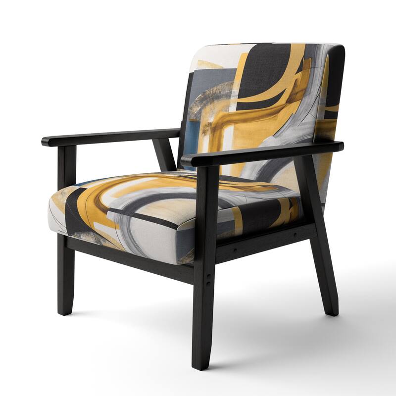 Designart "Glam Gold And Black Expression IV" Upholstered Modern & Contemporary Accent Chair and Modern & Contemporary Arm Chair