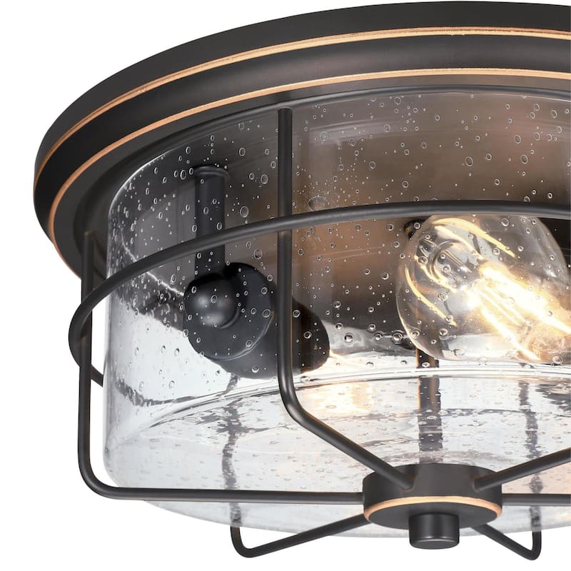 Westinghouse Lighting Rosella 12-3/4 Inch, Two Light Outdoor Flush Mount Ceiling Fixture, Clear Seeded Glass - 2-Light