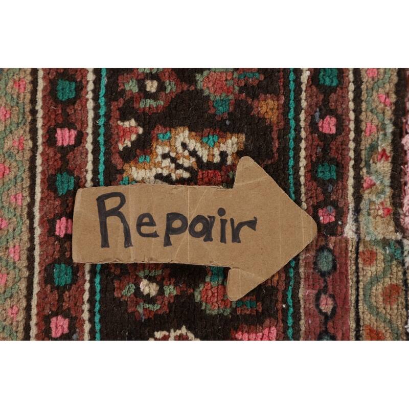 Hamedan Persian Vintage Area Rug Hand-Knotted Wool Carpet - 6'8" x 9'7"