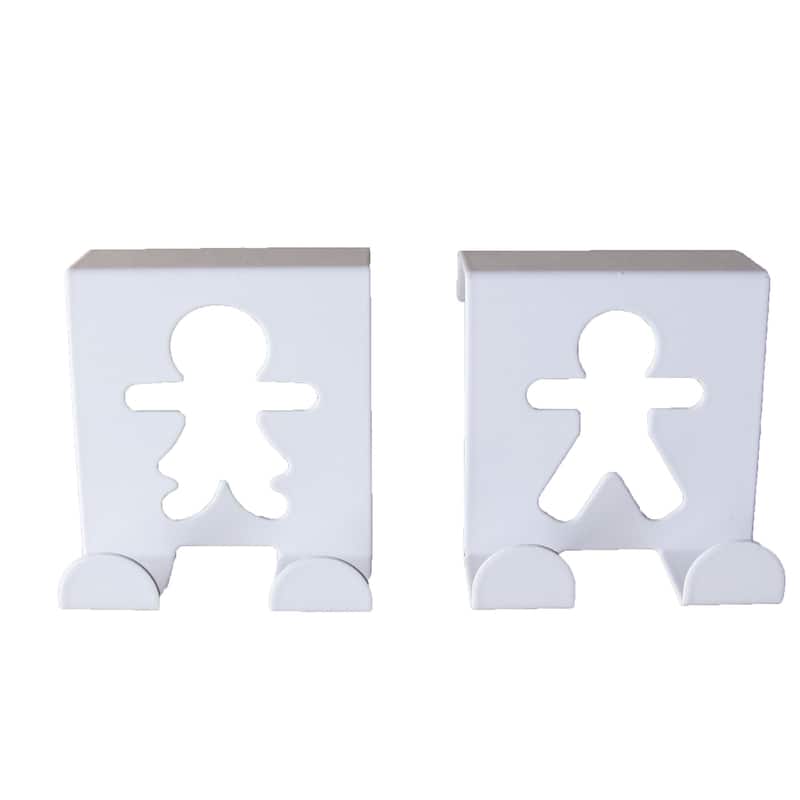 Double Hooks Over The Cabinet Door Set of 2 - 2"H x 2"W x 1 3/4"D - White Woman Man