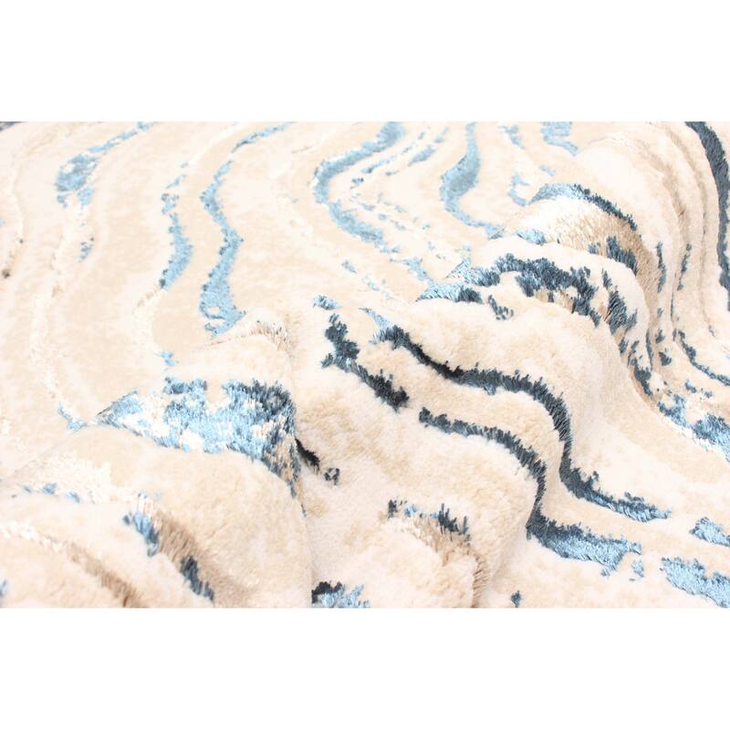 ECARPETGALLERY Machine Made Clara Blue Area Rug