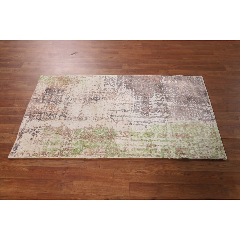 Multicolor Abstract Foyer Rug Hand-Knotted Contemporary Wool Carpet - 2'9"x 4'11"
