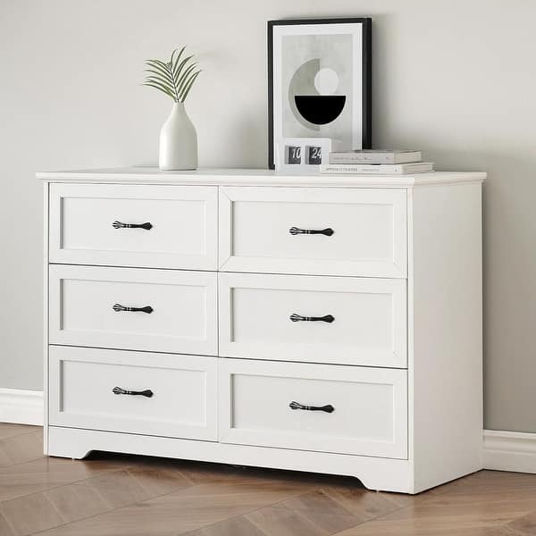 White 6 Drawer Dresser Closet Storage Tower Organizer Unit for Bedroom -  Bed Bath & Beyond - 39705869