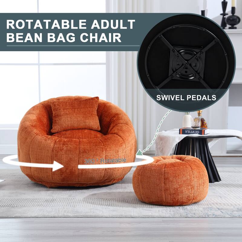 HOMEFUN Comfortable Beanbag sofa, with memory foam filler, can rotate super large round sofa
