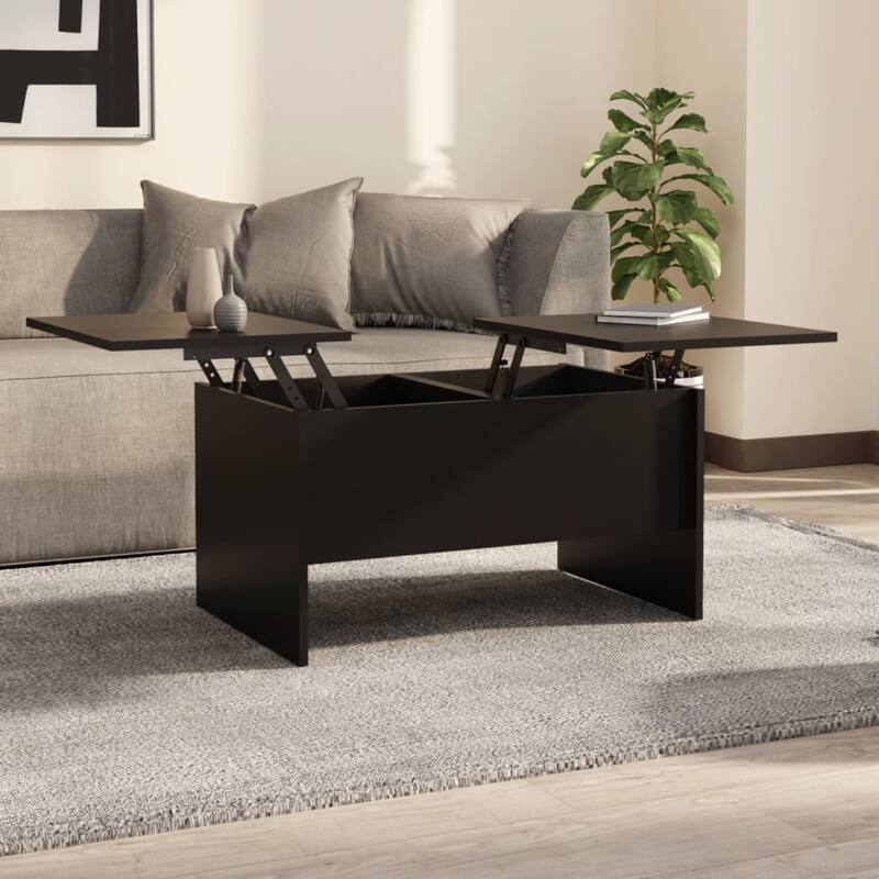 vidaXL Coffee Table Lift Top End Table Accent Side Sofa Table Engineered Wood - 31.5" x 19.7" x 16.7" - Black