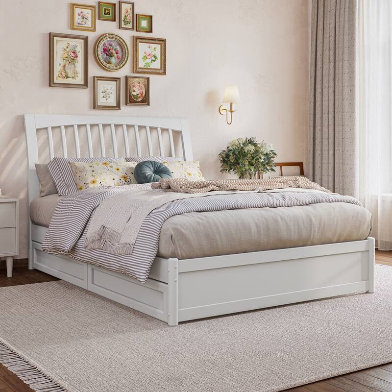 Roslyn Platform Bed with Panel Footboard and Storage Drawers