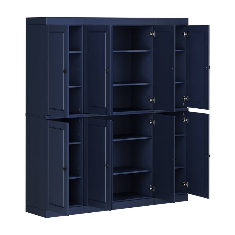 Palace Imports 100% Solid Wood Pantry Cabinet, Raised Panel Doors, Adjustable Shelves, 65" Wide, 71.5" Tall - 65" x 71.5"