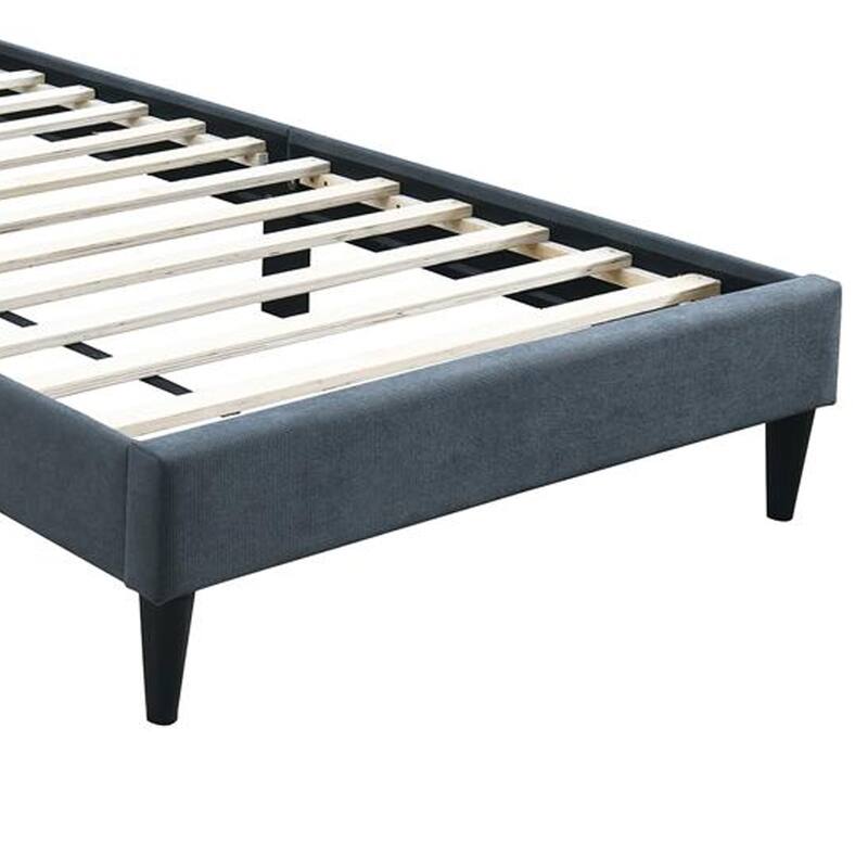 Lilian Full Bed, Soft Biscuit Tufted Charcoal Gray Linen Upholstery