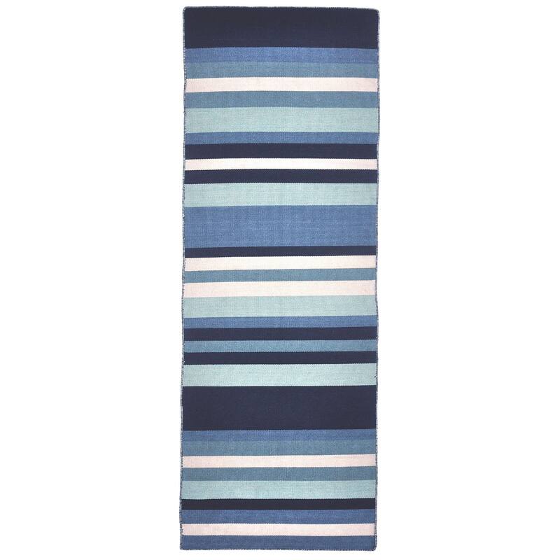 Liora Manne Sorrento Tribeca Indoor/Outdoor Rug - 2' x 8' Runner - Water/Blue/White/Water