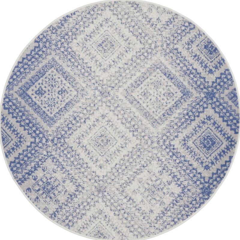 Gizo Power Loomed Distressed Geometric Modern Stain Resistant Area Rug By HomeRoots - 60' X '60' X '0.39