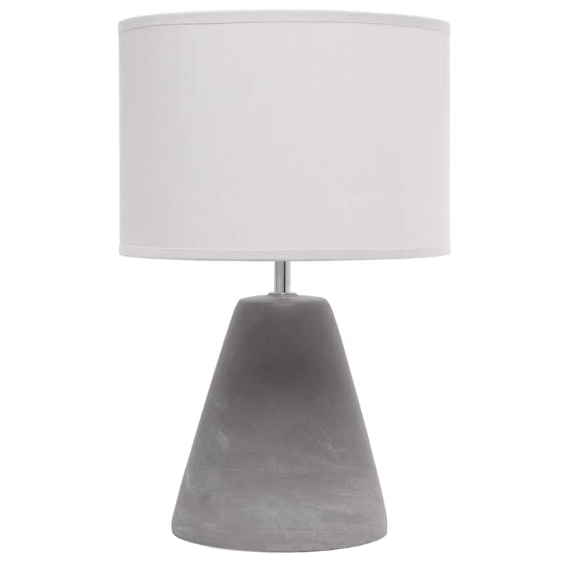 14.37" Organic Modern Tapered Concrete Table Lamp, For Living Room, Entryway, Bedroom, Stylish Accent Lighting, Black Shade - GY