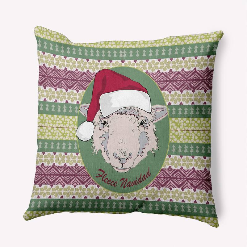 Fleece Navidad Christmas Indoor/Outdoor Throw Pillow - 18" x 18" - Succulent Green