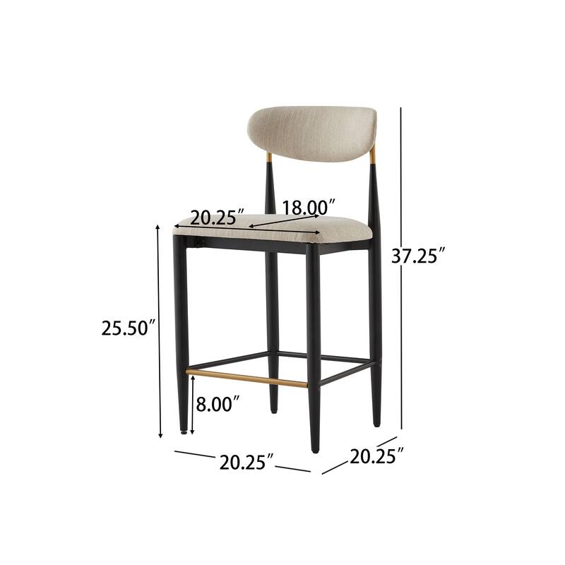 Christopher Knight Home - Livia Armless Bar Stool Set of 2 - Modern Fabric Upholstery with Sleek Black and Gold Metal Frame