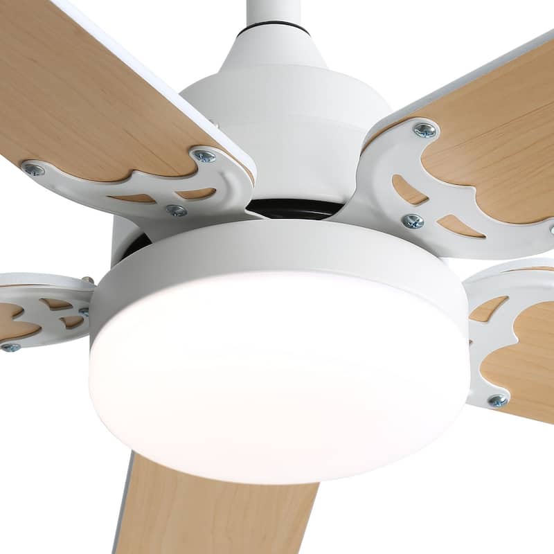 42“/52"/60"/48" Noiseless Walnut Wood Ceiling Fan with Remote Control, Integrated Light Optional