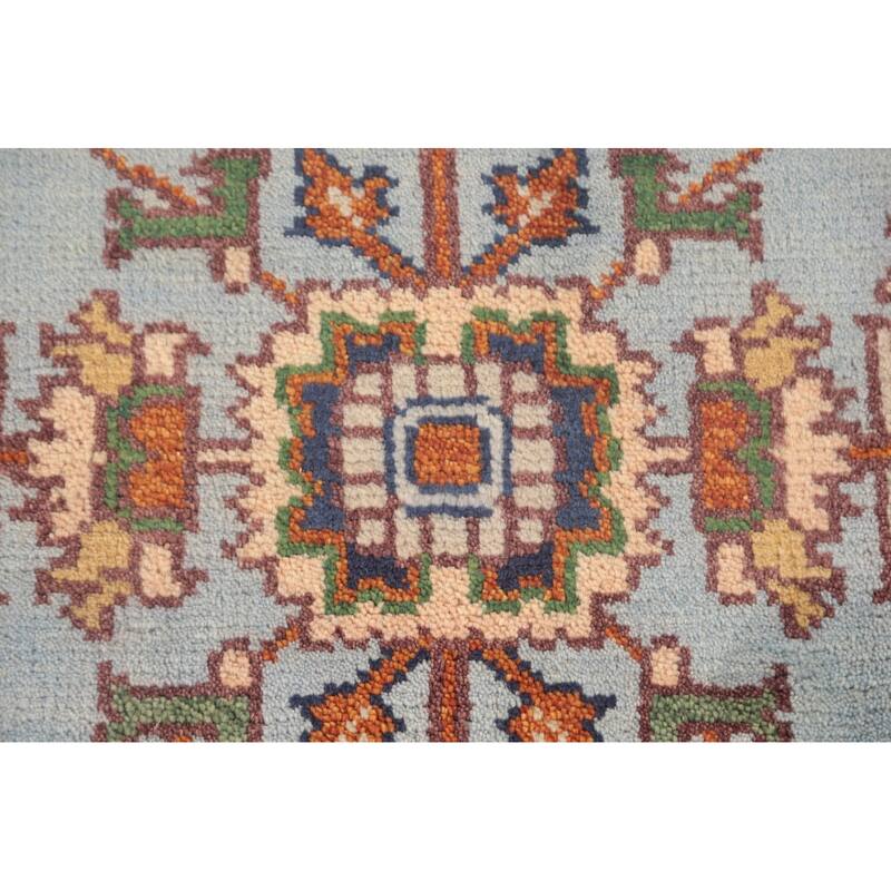 Light Blue Heriz-Serapi Accent Rug Hand-Knotted Floral Wool Carpet - 2'11"x 5'1"