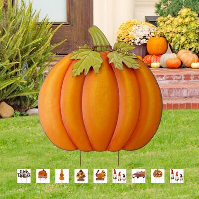 Glitzhome Fall Metal Yard Stake or Standing Decor or Hanging Decor (2-3 Functions)