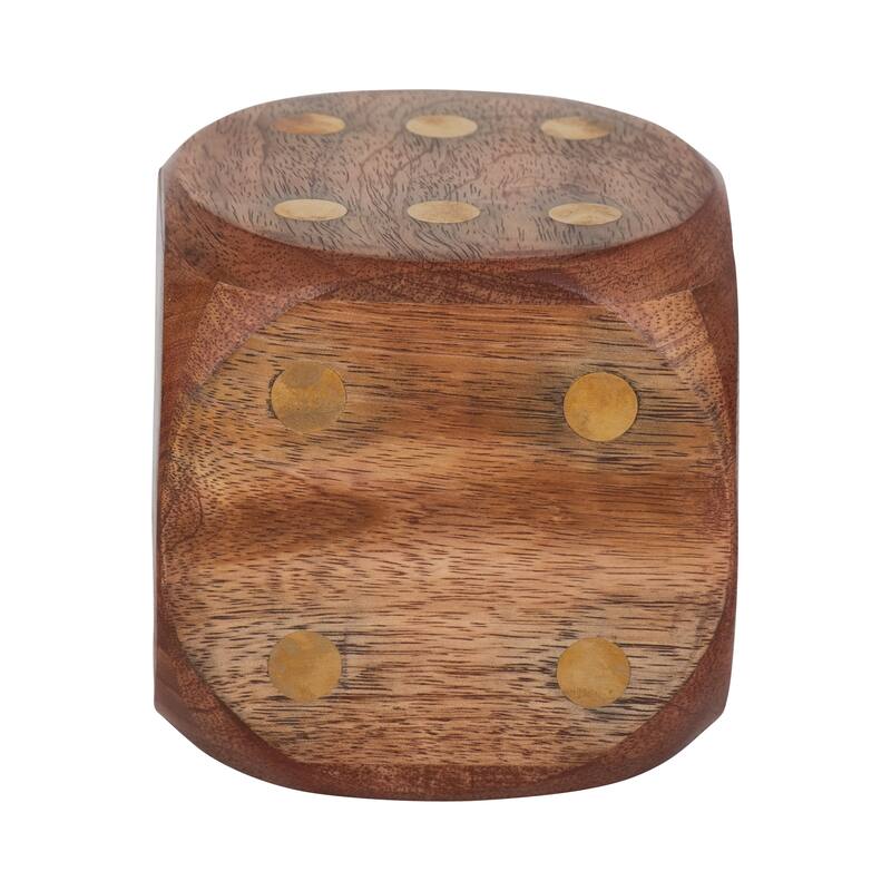 Sagebrook Home Wood, Dice, Antique Brown, Square, Solid Color