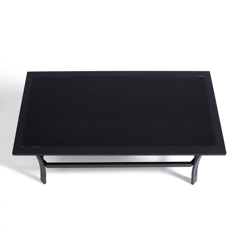 Outdoor Patio Metal 41" W Coffee Table with Glass Top