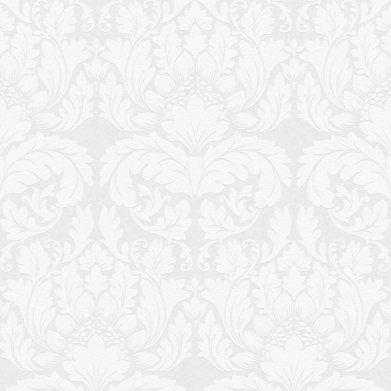 Brewster Jan White Damask Paintable Wallpaper - 396in x 20.9in x 0.025in