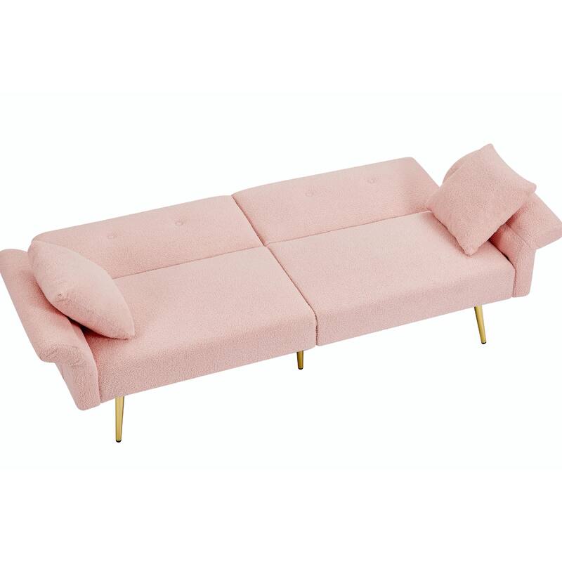 Modern Loveseat Sofa Bed - Teddy Upholstery with Side Pocket