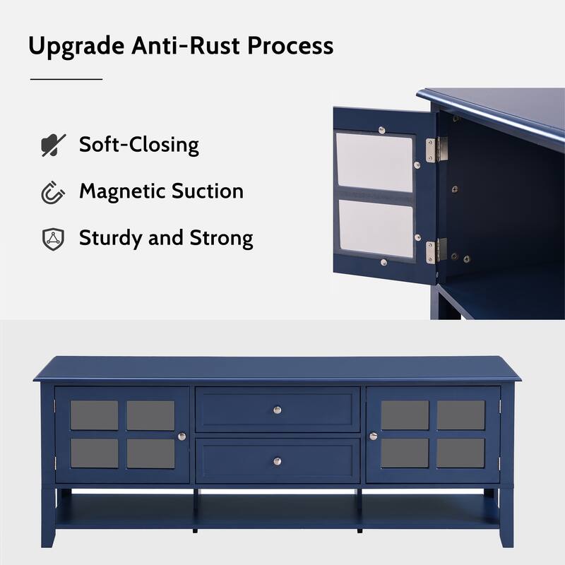 Blue 59.1" Modern TV Stand with Storage for 60" TVs