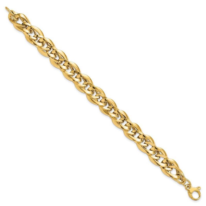 Curata 14k Yellow Gold 7.5" 11.4mm Italian Polished Fancy Link Bracelet