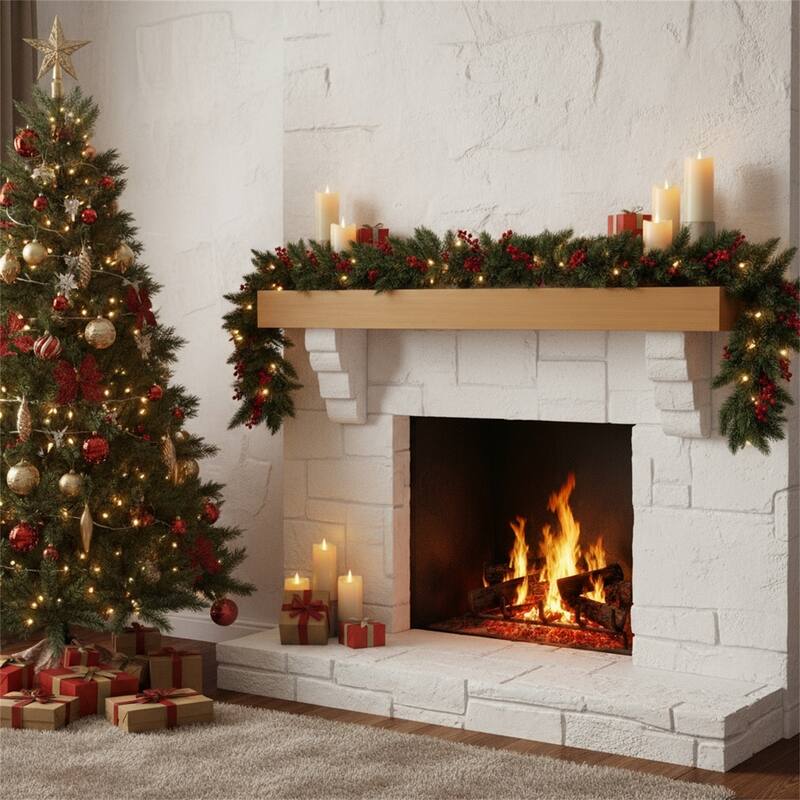 48" Fireplace Mantel Fir Wood Wall-Mounted & Floating Shelf