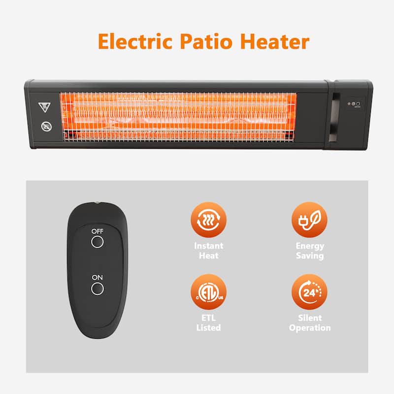 Cozywor Infrared Outdoor Electric Space Heater, Wall Mounted Heater, 1500 W, Remote Control 29" x 6", Black - N/A