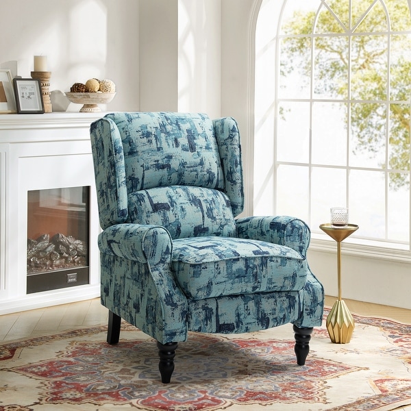 Olympus Upholstered Classic Manual Wingback Recliner with Spindle Legs by HULALA HOME On Sale Bed Bath Beyond 34069675