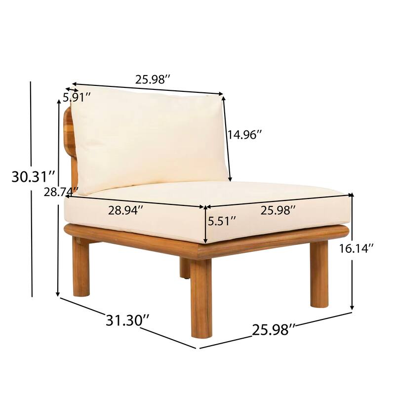 Christopher Knight Home - Gabriel 4-Piece Outdoor Acacia Wood Patio Seating Set with Water-Repellent Cushions