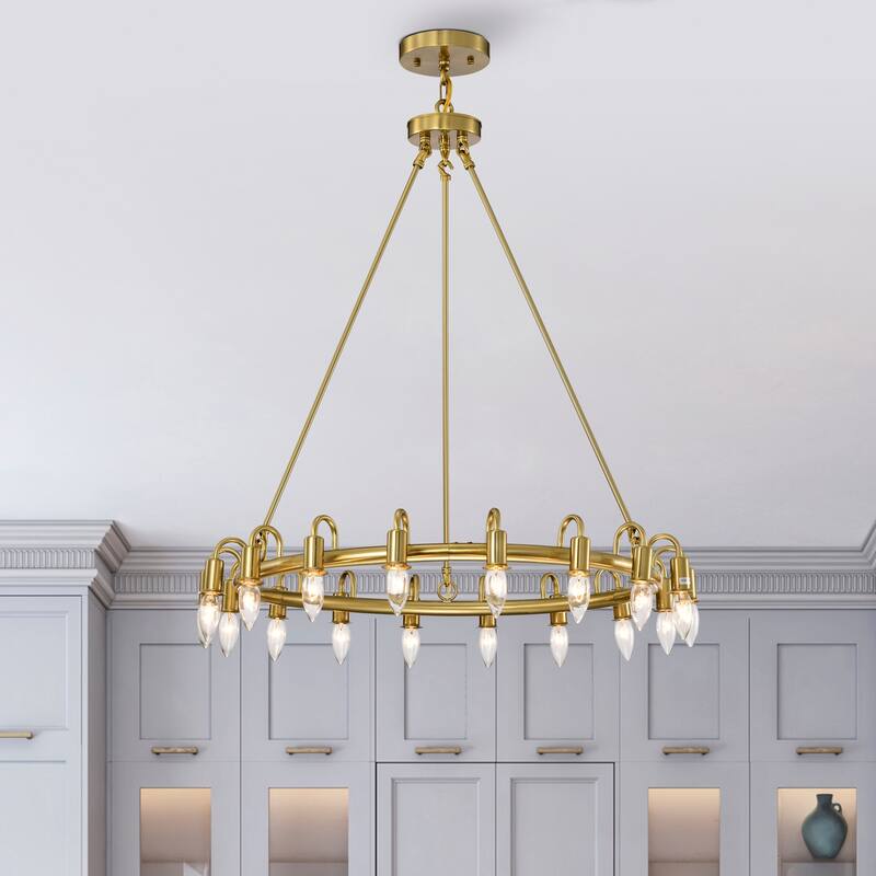 Vater 18-Light Single Tier 32-inch Chandelier with Metal Support Rods