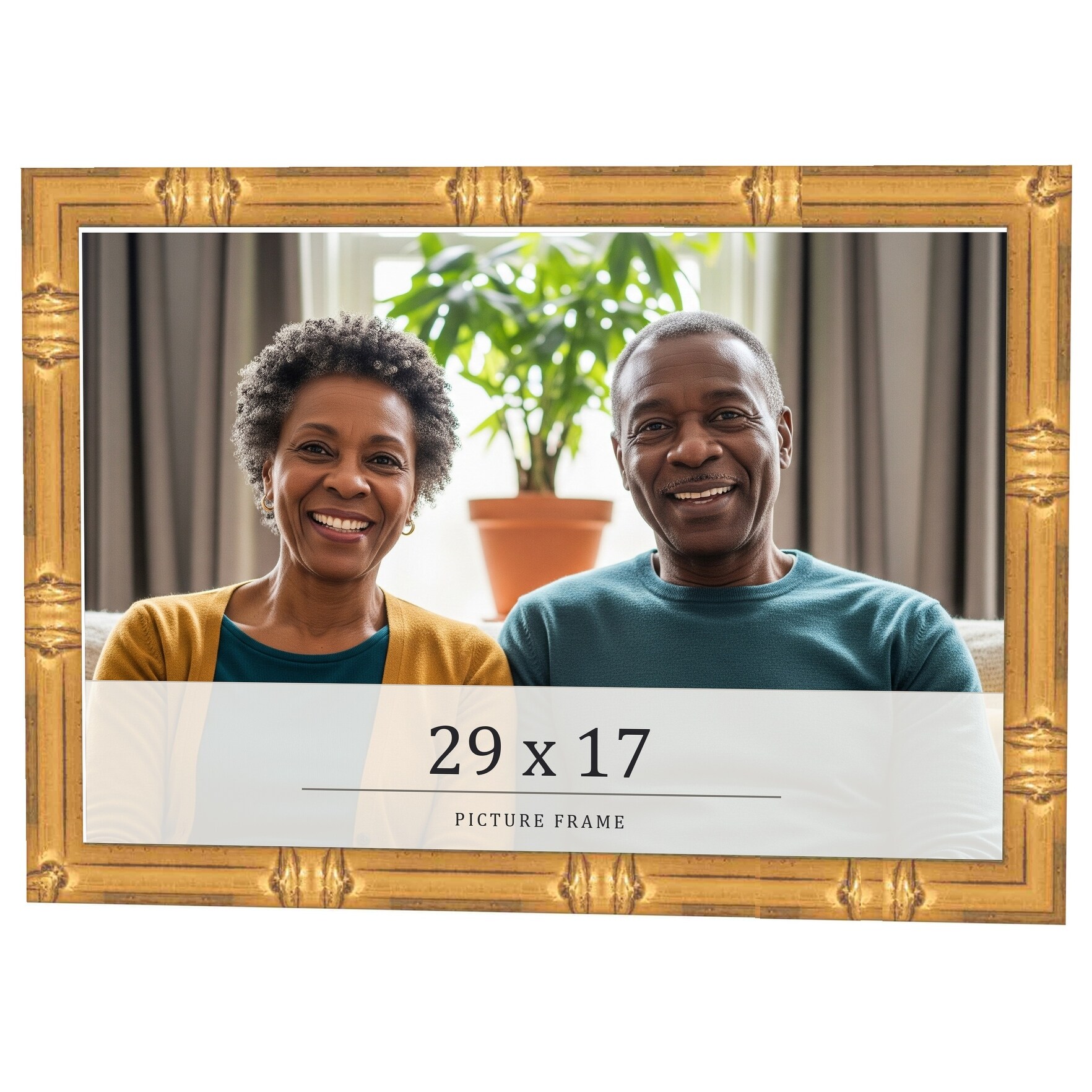 29x17 Frame Gold Bamboo Solid Wood Picture Frame | 1 Inch Moulding