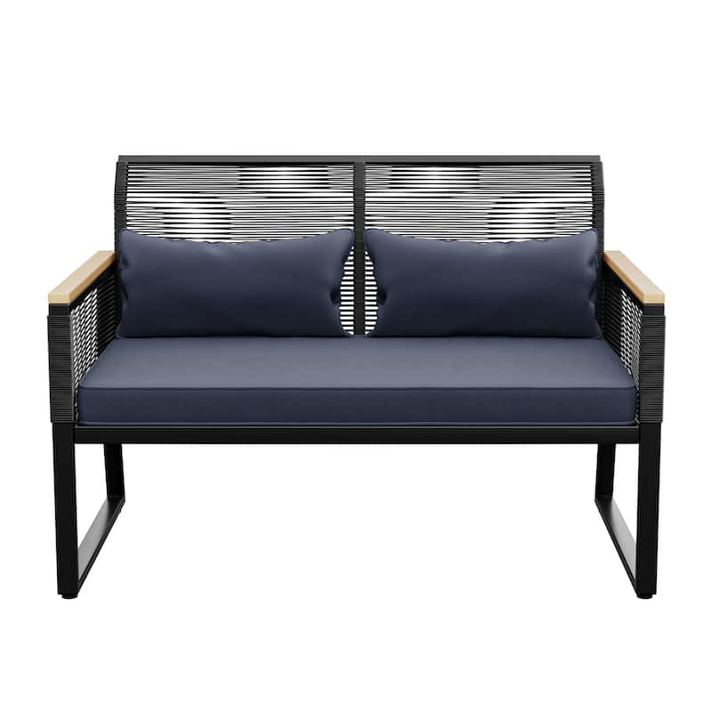 Moasis All Weather Rattan Conversation Loveseat for Backyard - 45.3"L x 28"W x 30.7"H