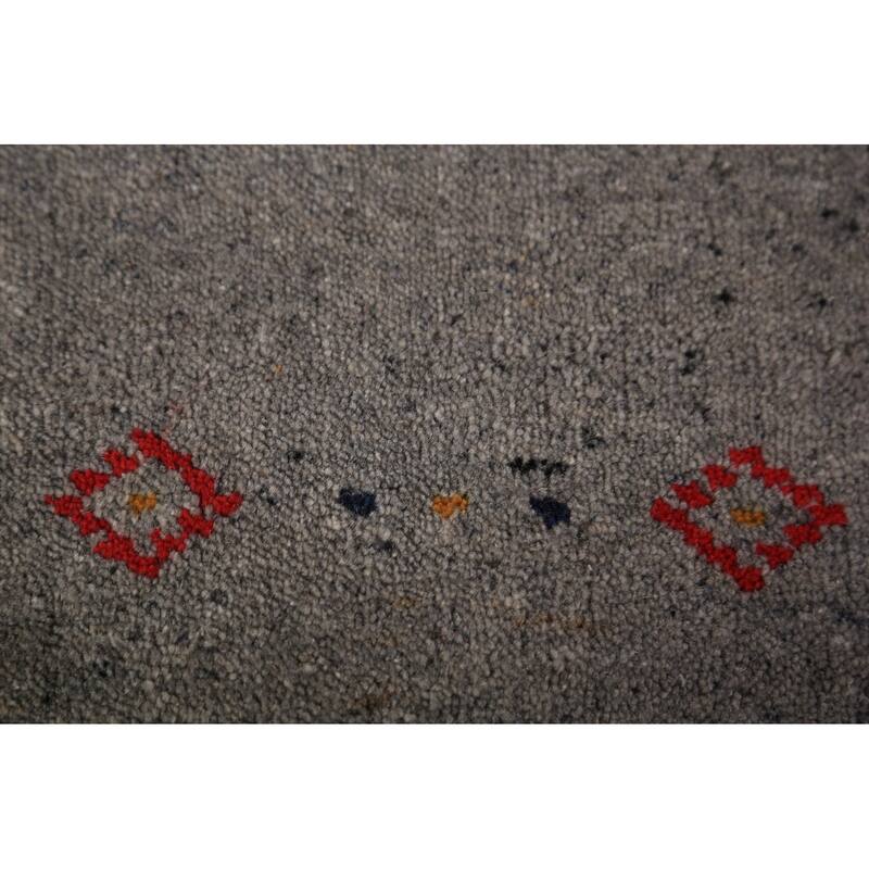Gabbeh Oriental Area Rug Hand-Knotted Tribal Grey Wool Carpet - 5'8" x 7'7"