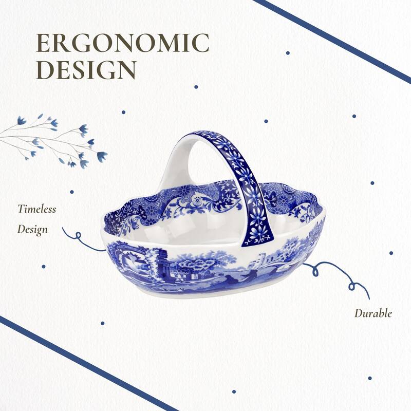 Spode Blue Italian Handled Basket - 6 inch