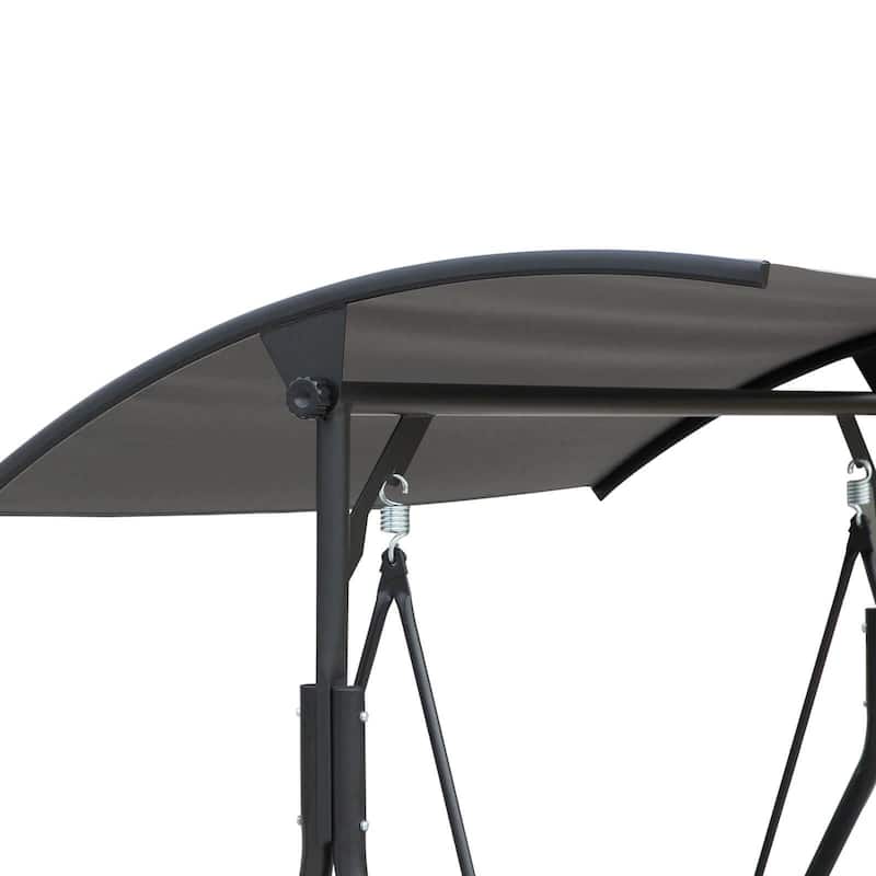 2-Seater Porch Swing with Pivot Table, Cup Holder, Adjustable Canopy