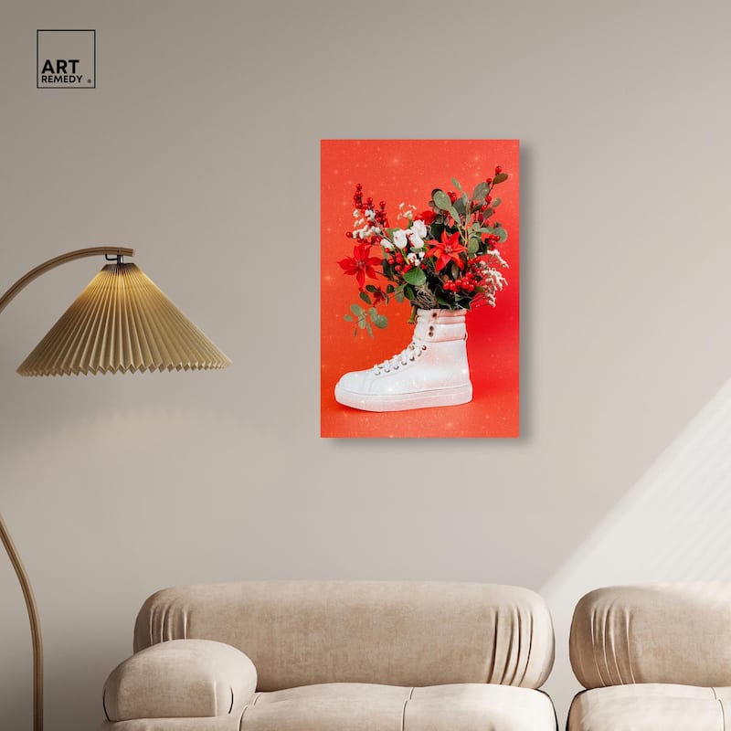 Christmas Sneaker Canvas by Art Remedy, Gallery Wrapped