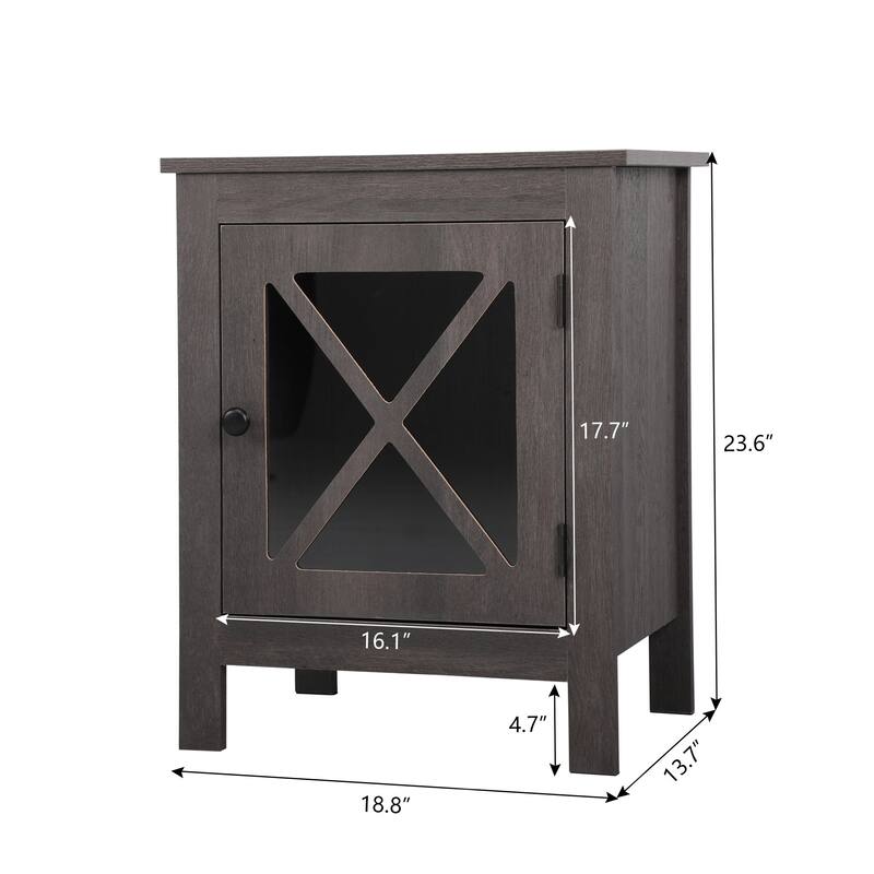 Set of 2 Industrial Nightstand Bedside End Table with Door