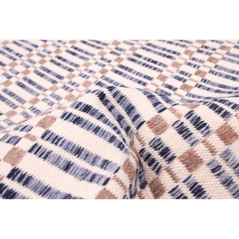 ECARPETGALLERY Flat-Weave Nevada Navy Wool Kilim - 5'3 x 7'6