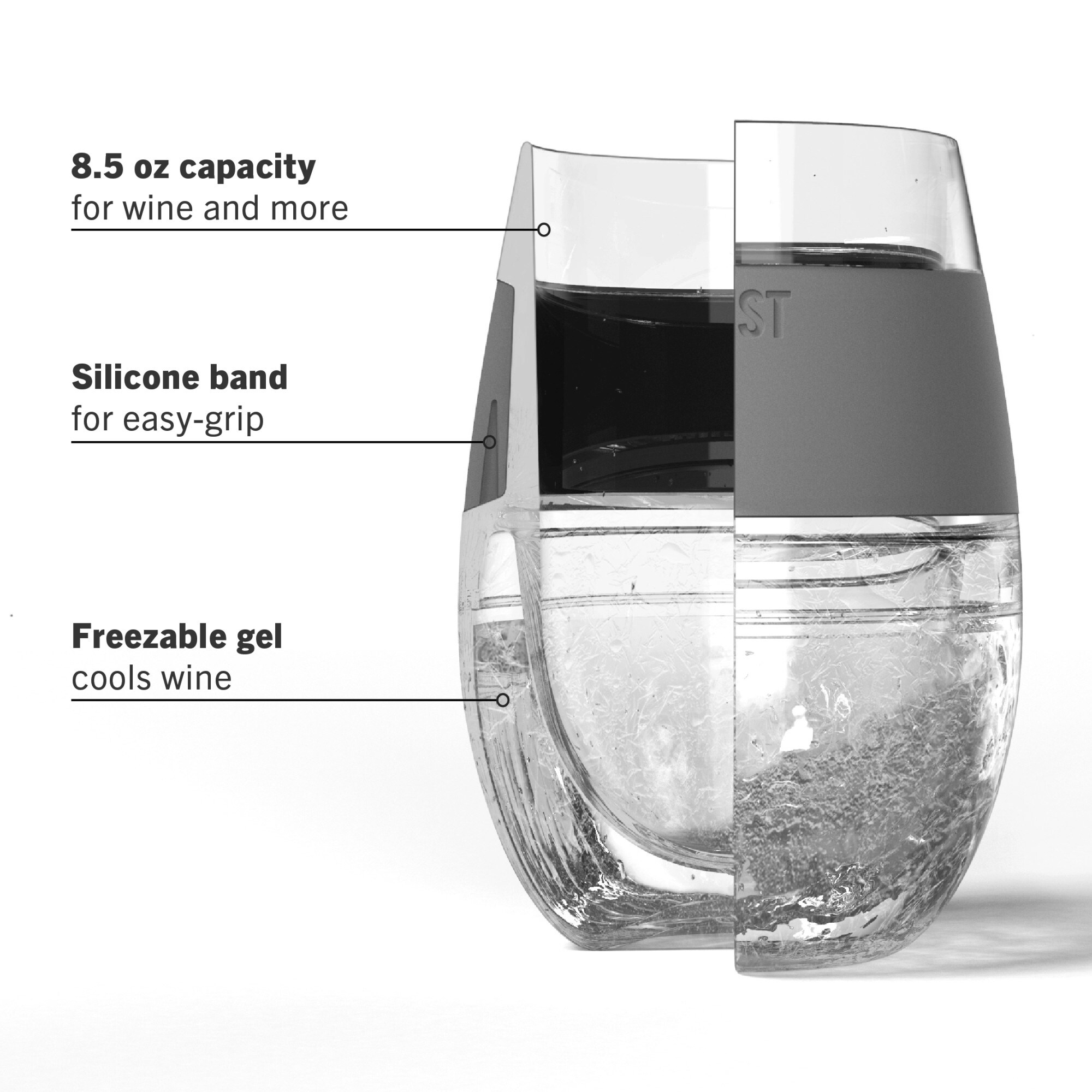 Wine FREEZE™ Cooling Cup in Smoke Single