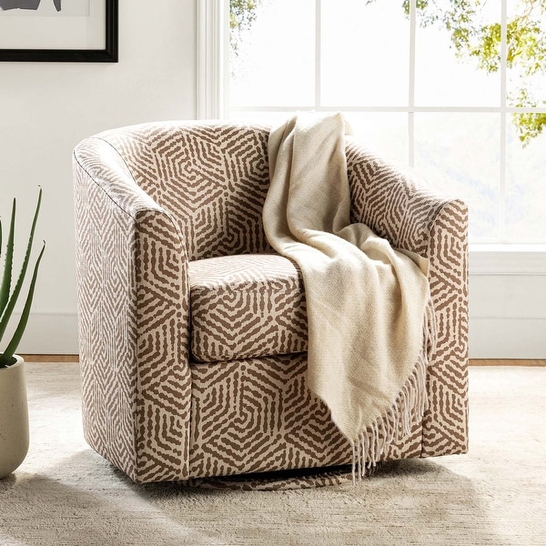 Cuenca Modern Upholstered Barrel Chair with Swivel Base Navy