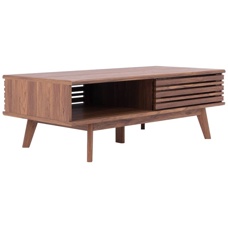SAFAVIEH Rori Mid-Century 1-Shelf Walnut Coffee Table - 46" W x 23" D x 16" H