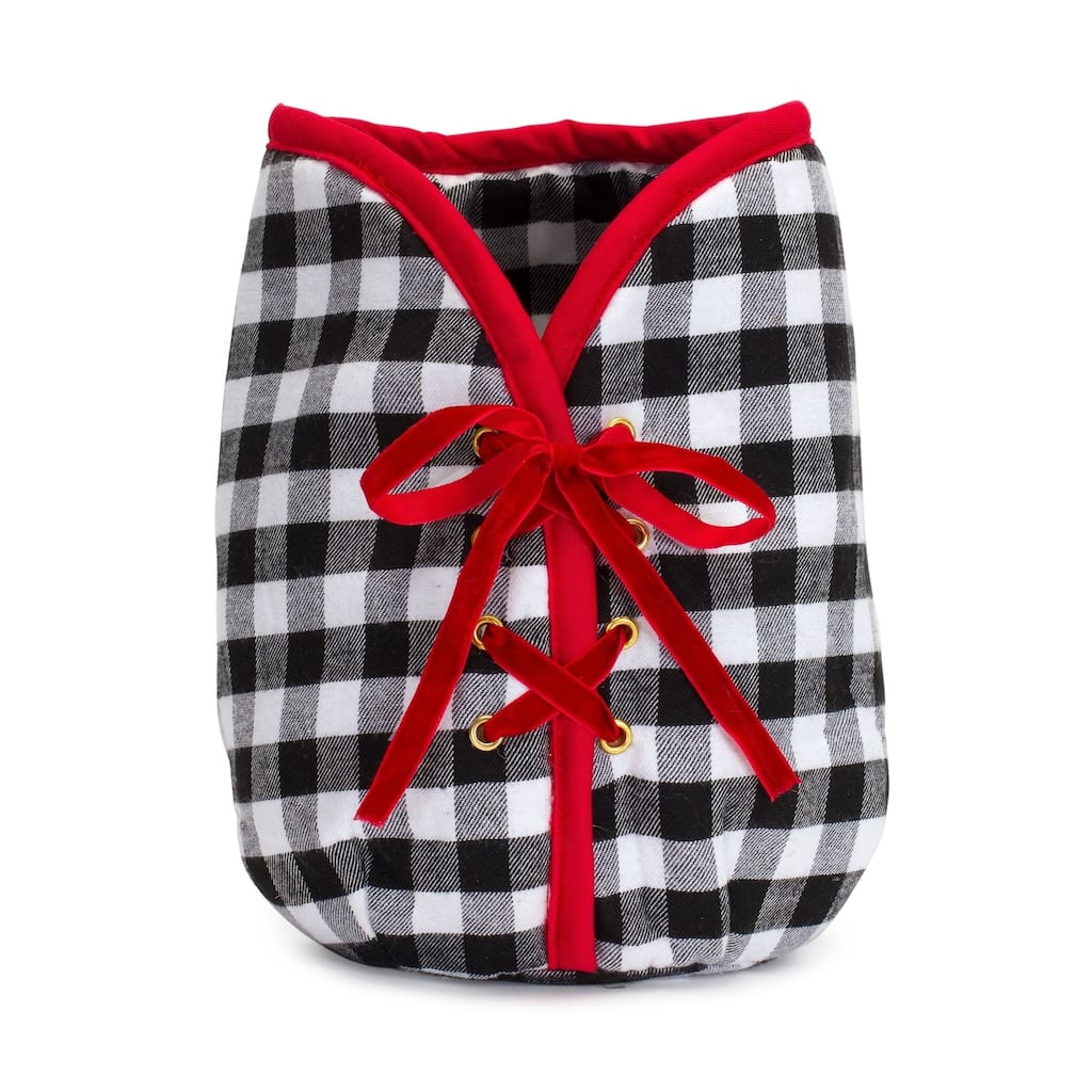 9" Black and White Gingham Christmas Tree Pot Cover