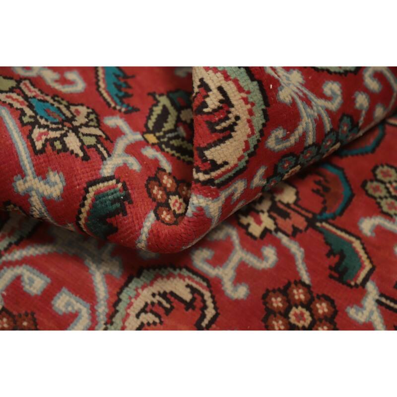 Hand Knotted Oriental 100% Wool Carpet Traditional Floral Red Tabriz Area Rug - 4' 9'' X 3' 1''