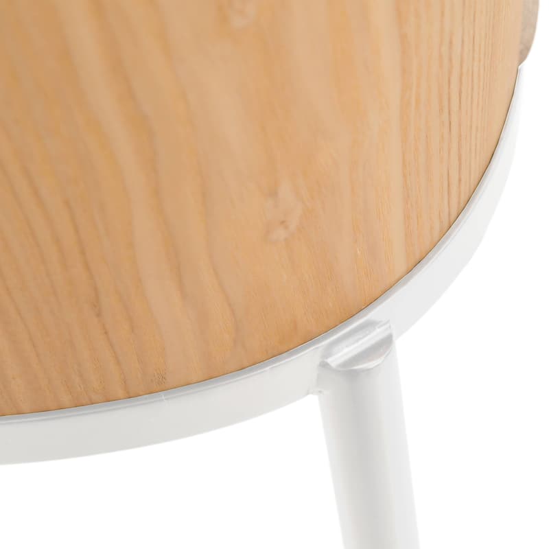 LeisureMod Tule Dining Chair with Upholstered Seat and White Steel Frame, Set of 2