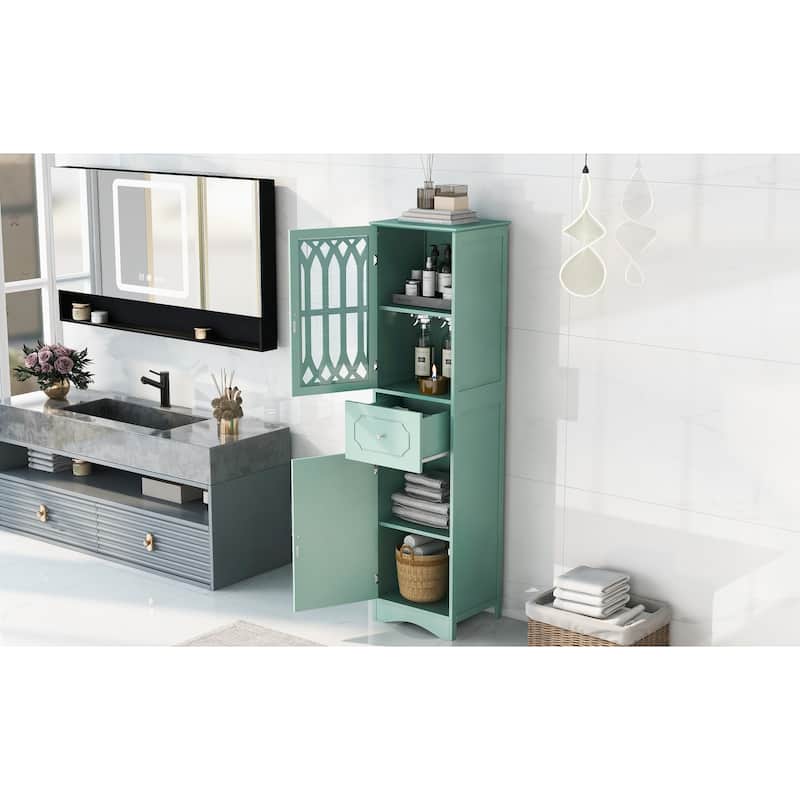 Freestanding Storage Cabinet with Drawer and Doors
