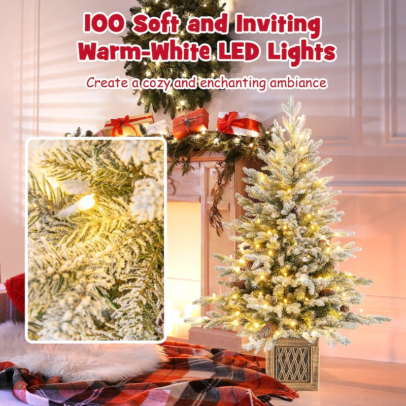 Gymax 4 FT Artificial Xmas Tree Flocked Christmas Tree w/ 231 PE PVC - See Details