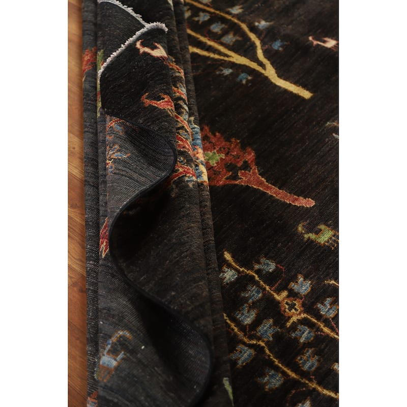 Hand Knotted Oriental 100% Wool Carpet Traditional Floral Brown Ziegler Area Rug - 9' 6'' X 6' 6''