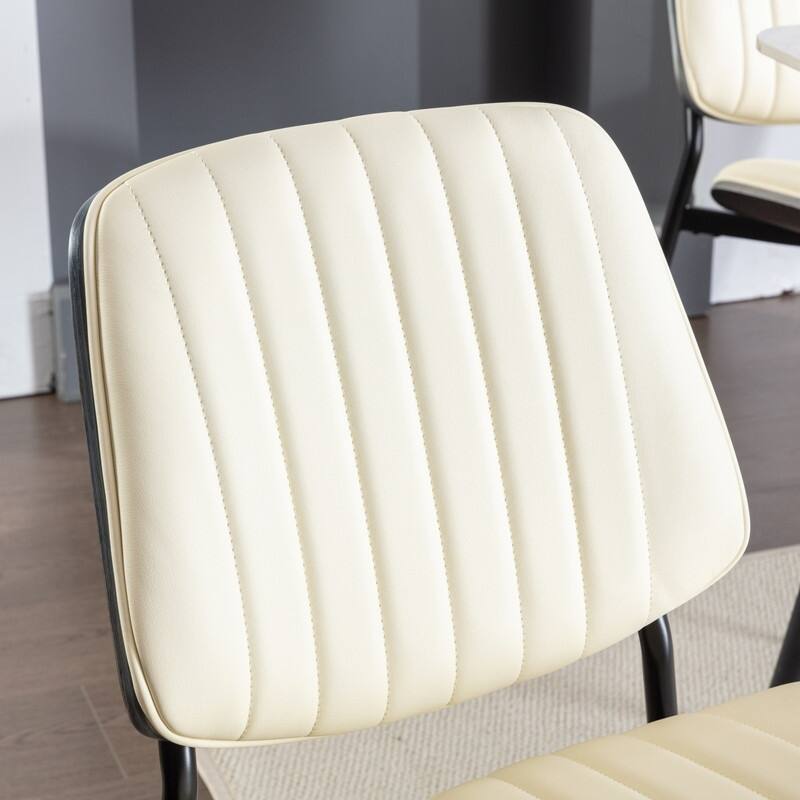 Mid Century Modern Faux Leather Dining Chairs Set of 2 with Metal Legs