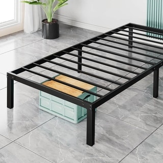 Open Frame Metal Platform Bed Frame, No Box Spring Needed, Twin, Black ...